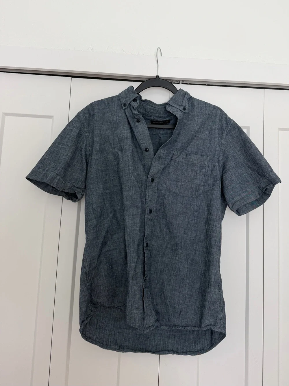 Banana Republic Short-Sleeve Chambray Shirt - Slate Blue